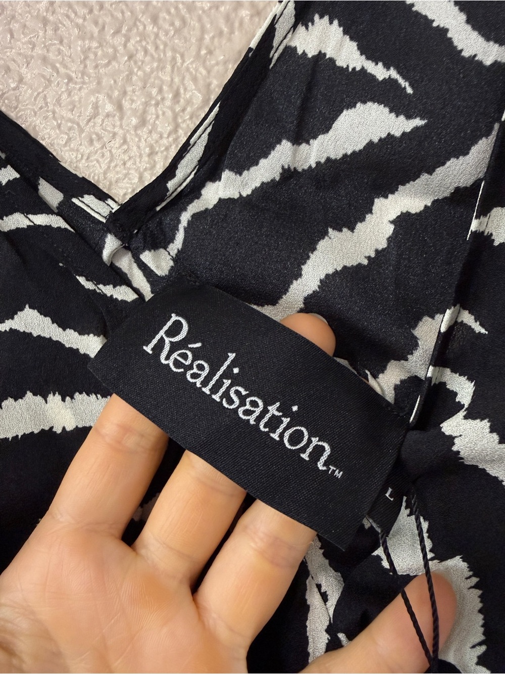 NWT Realisation Par Isabelli Mini Dress Zebra Print A-Line V-Neck EDC Dress L - Picture 8 of 12